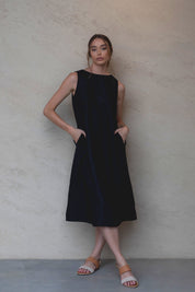 Cynthia Linen Dress Black