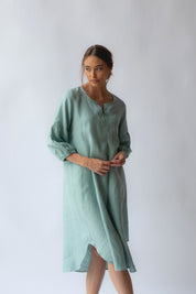 Claudette Linen Dress Sea