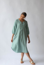 Claudette Linen Dress Sea