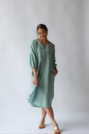 Claudette Linen Dress Sea