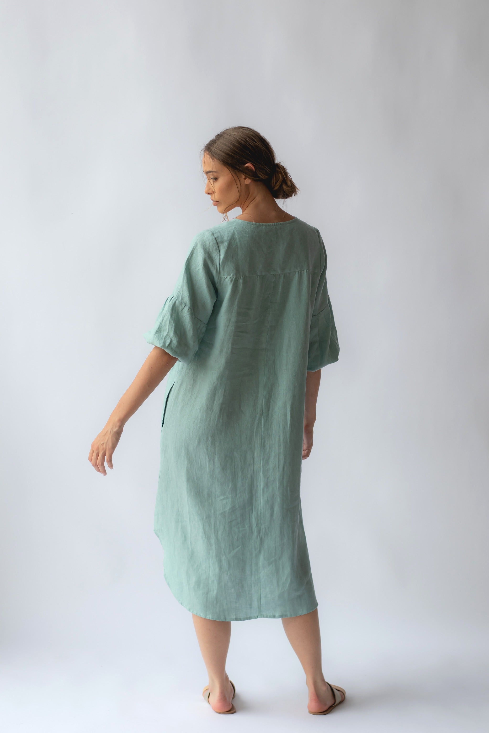 Claudette Linen Dress Sea