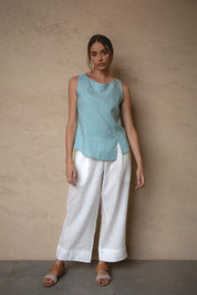 Shell Linen Top Sea