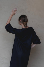 Claudette Linen Dress Black