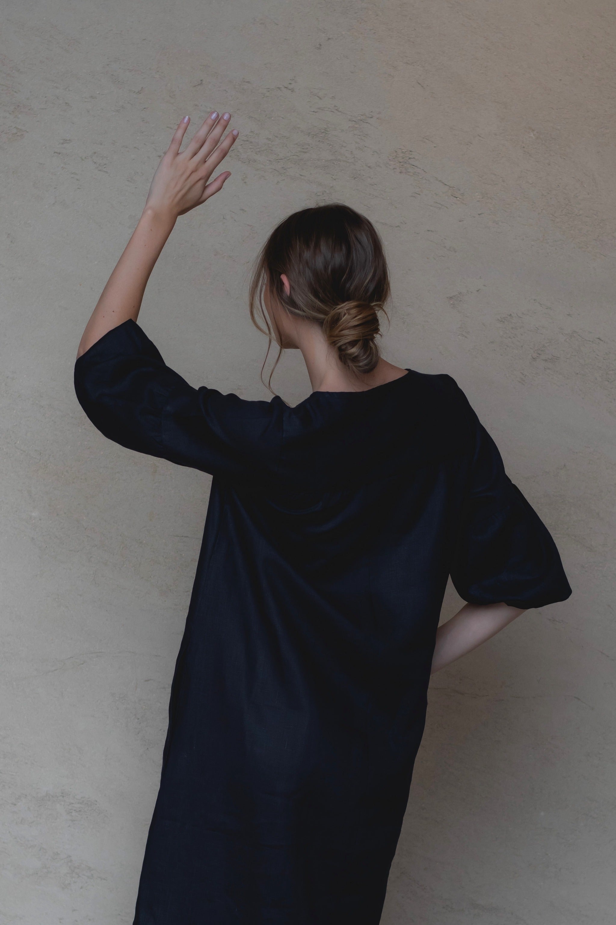 Claudette Linen Dress Black